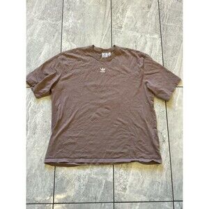 Adidas Shirt Mens Large Brown Originals Trefoil Embroidered Logo Cotton Tee
